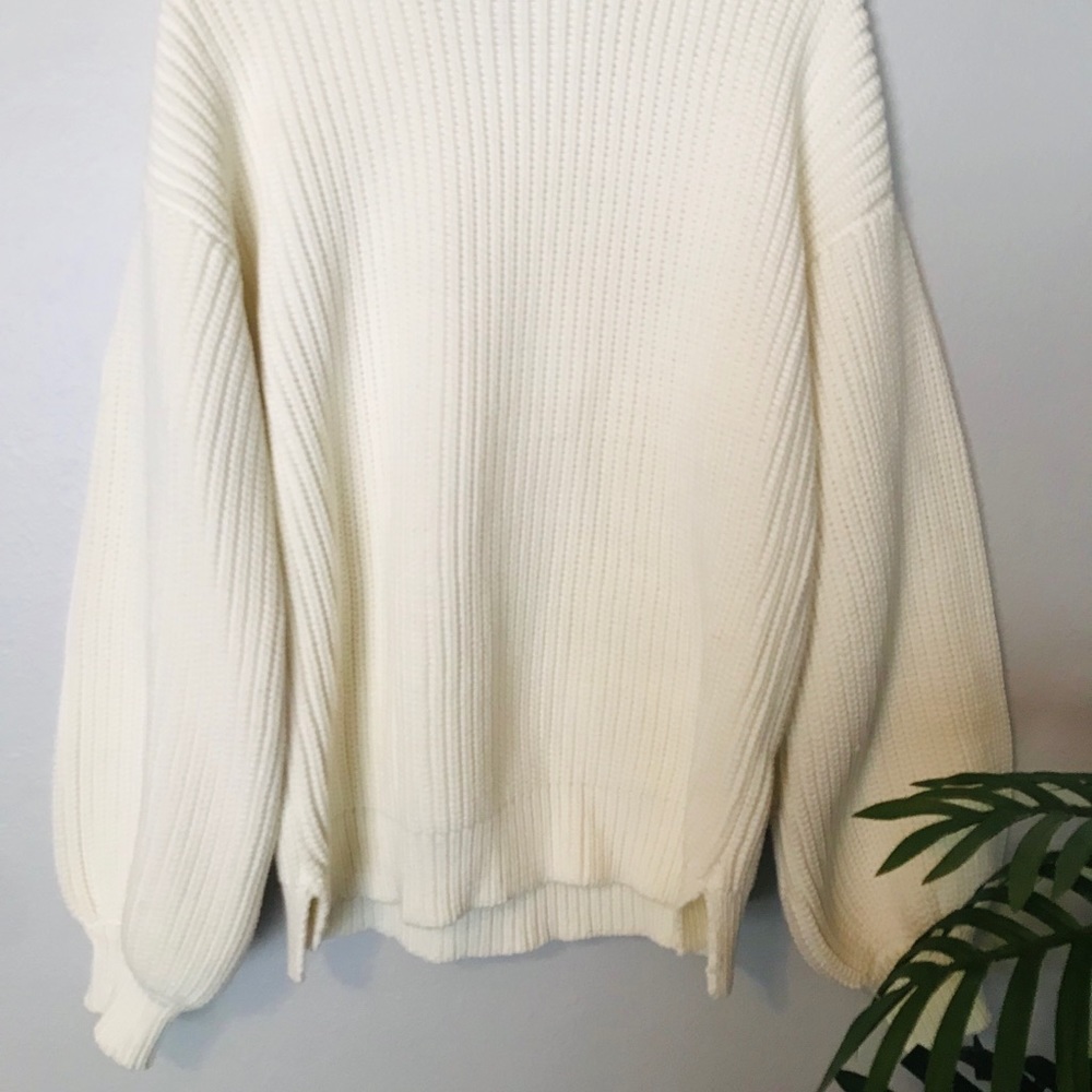 BCBG Knit Sweater with Large Balloon Sleeves
